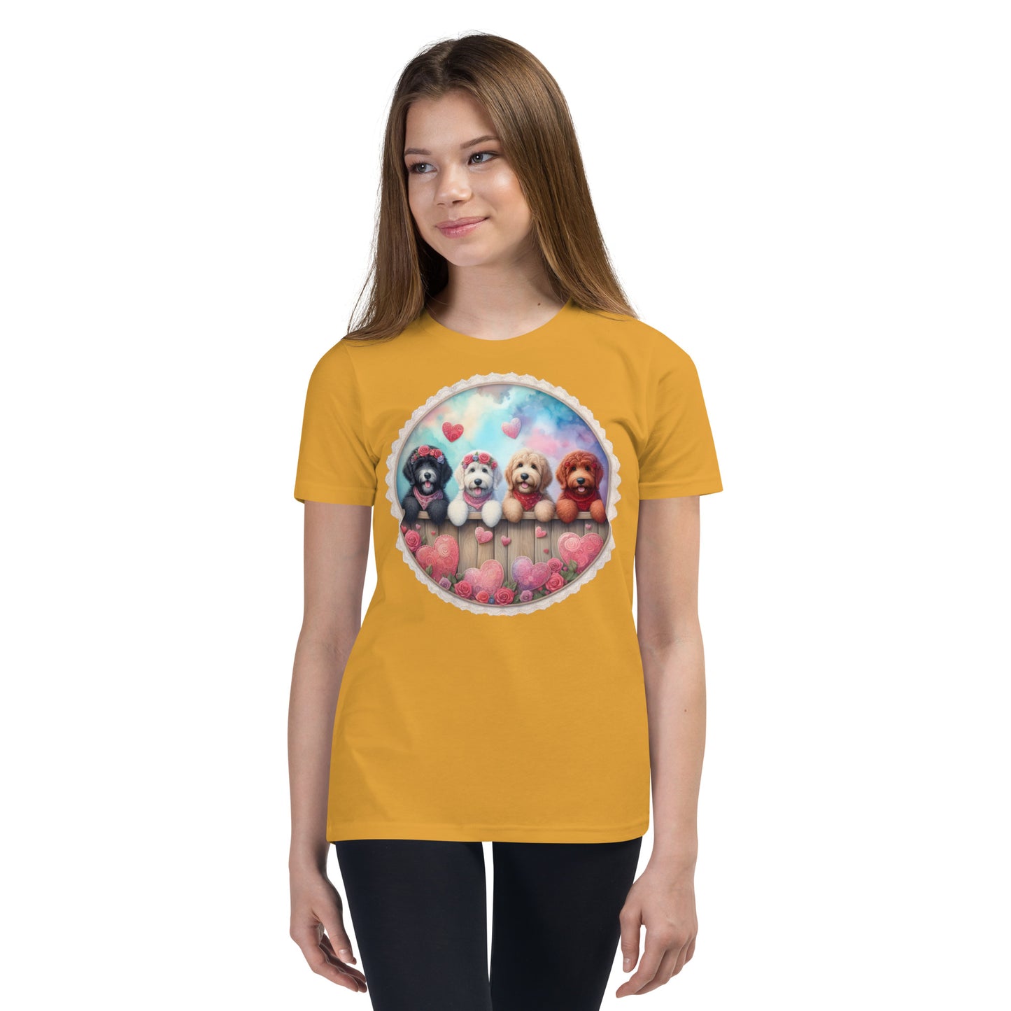 Valentines Doodles - Youth Unisex Short Sleeve T Shirt