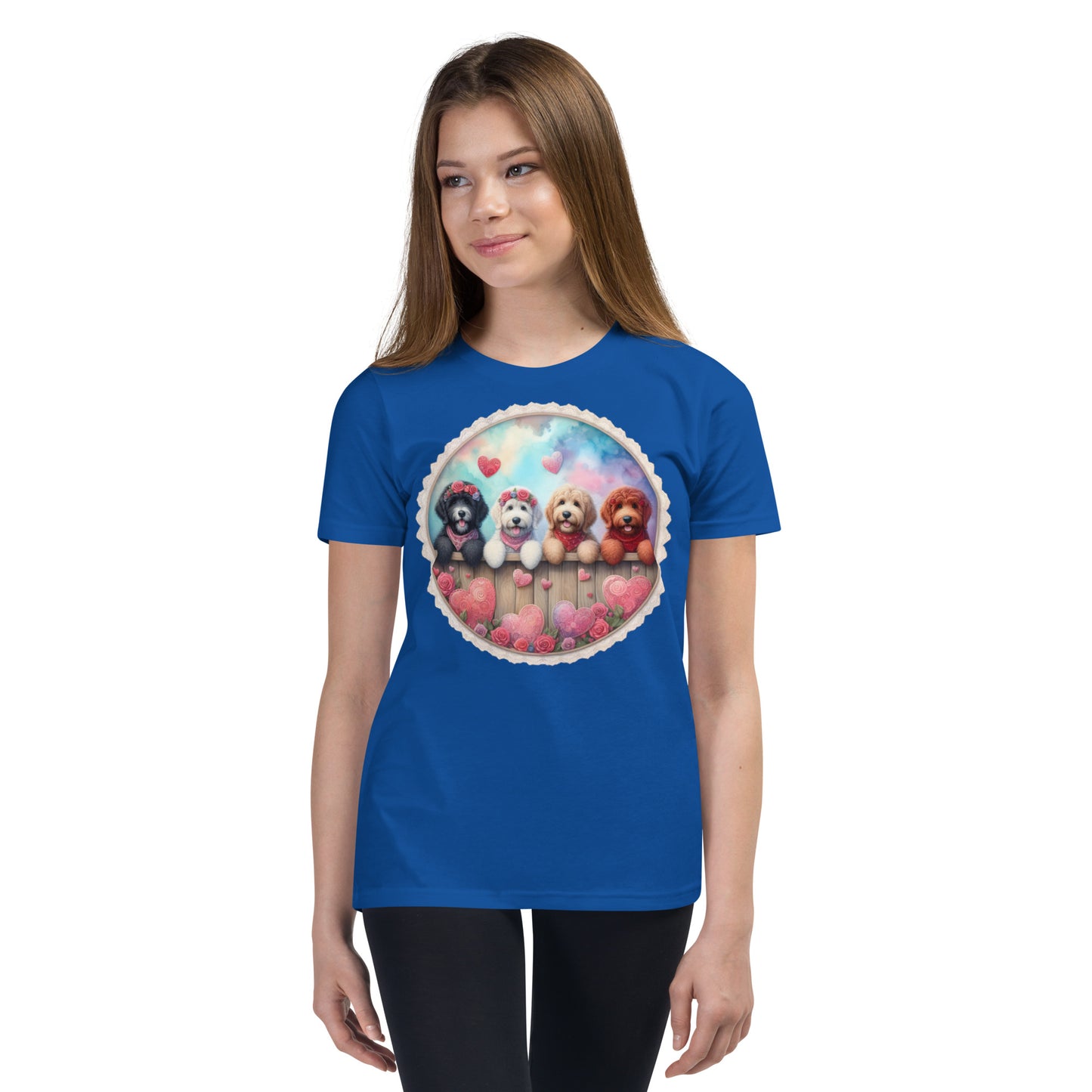 Valentines Doodles - Youth Unisex Short Sleeve T Shirt