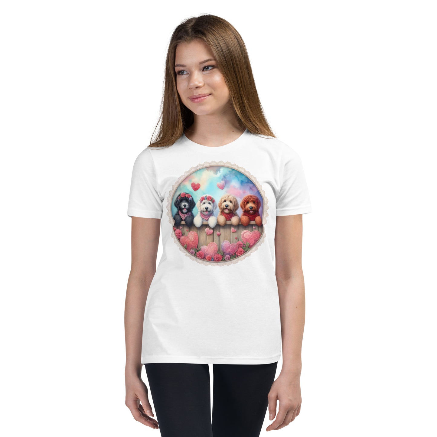 Valentines Doodles - Youth Unisex Short Sleeve T Shirt
