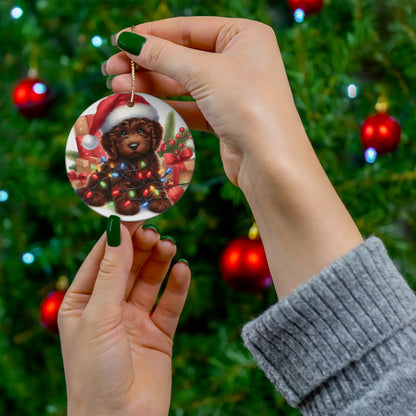 Chocolate Brown Doodle Ceramic Ornament