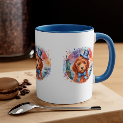 Apricot Doodle Happy New Year - Accent Coffee Mug, 11oz