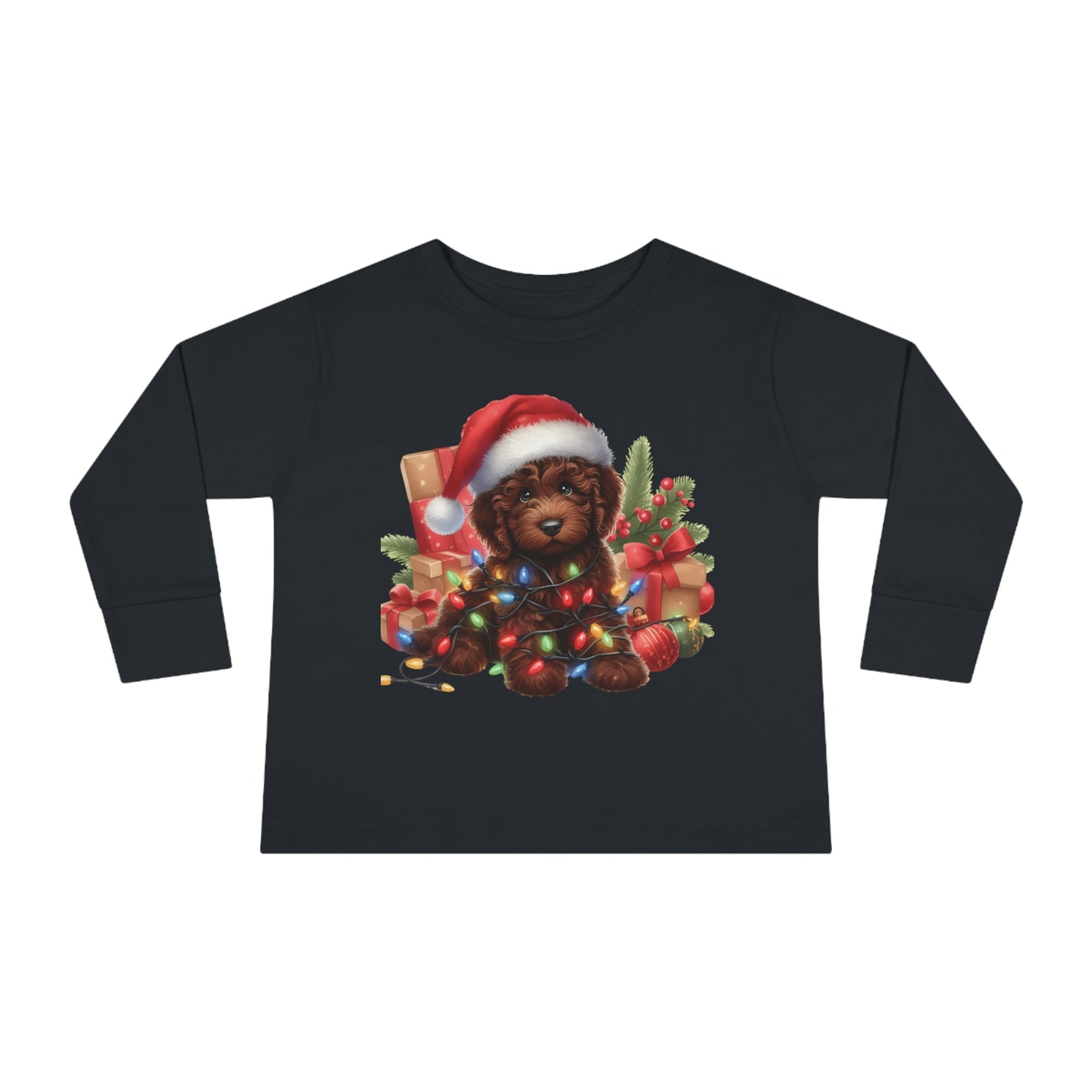 Chocolate Brown Doodle - Toddler Long Sleeve T Shirt