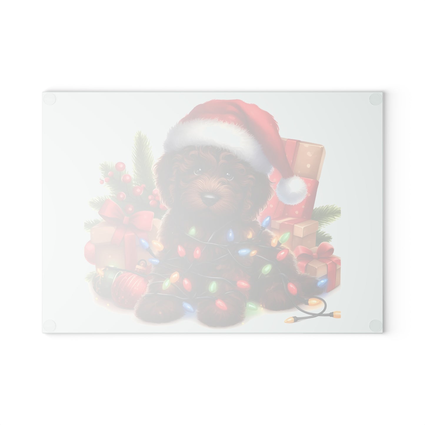 Christmas Brown Chocolate Doodle - Glass Cutting Board