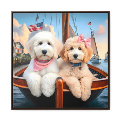 Doodles on Sailboat - Wooden Gallery Canvas Pictures - Square Frame - Nice!