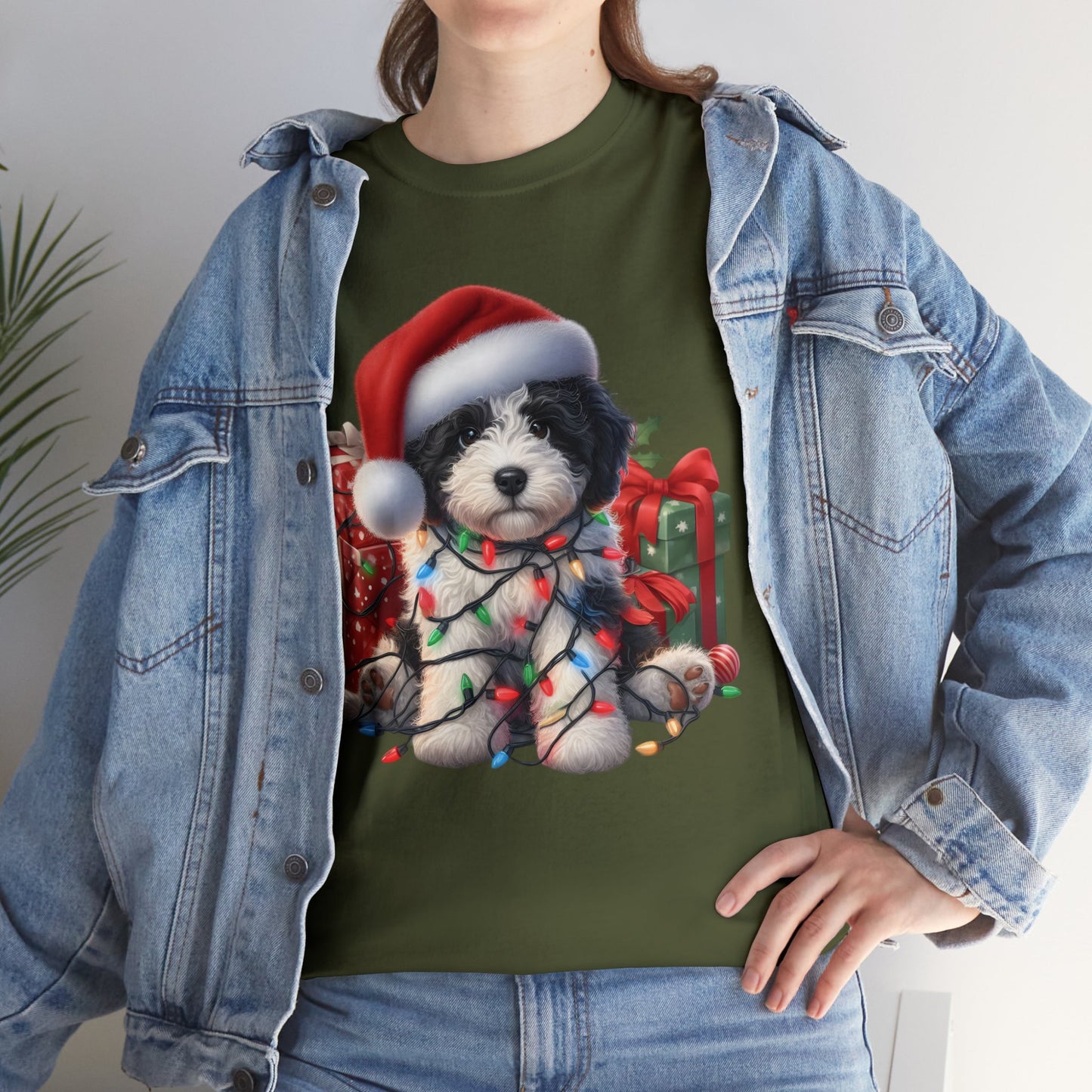 Black & White Christmas Doodle - Adult Unisex Gildan Heavy Cotton T Shirt