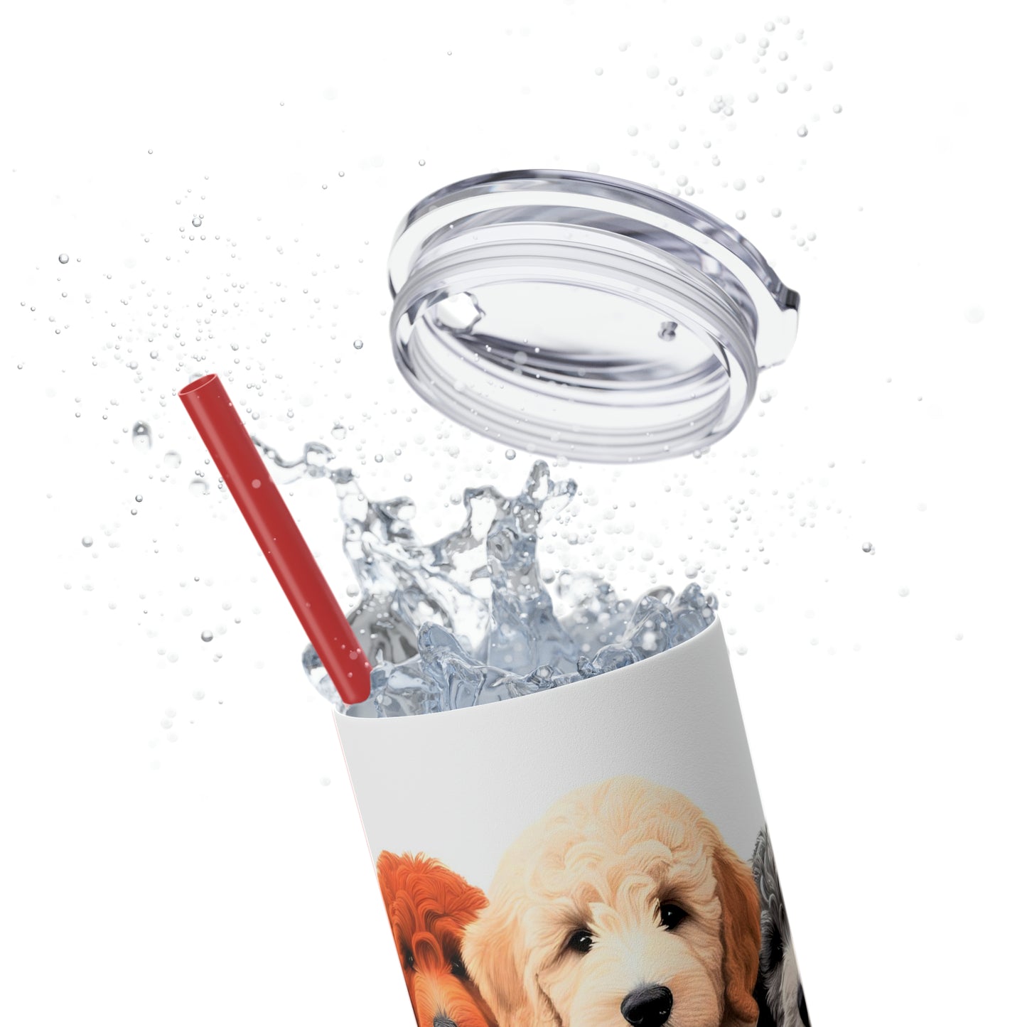 Doodle Dogs Skinny Tumbler with Straw, 20oz