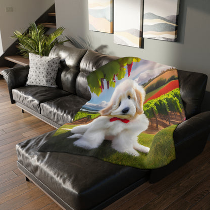 Doodle Puppy Vineyard - Velveteen MINKY Blanket (Two sided Print) - Nice!