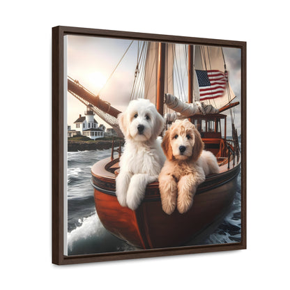 Doodles on Vintage Sailboat - Wooden Gallery Canvas Picture - Square Frame - Nice!