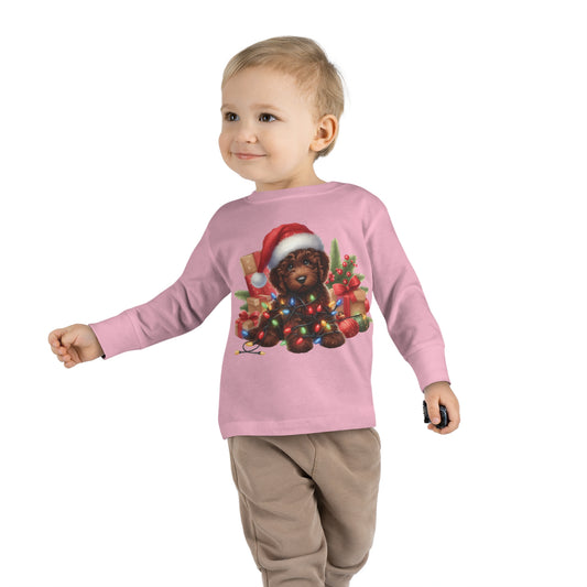 Chocolate Brown Doodle - Toddler Long Sleeve T Shirt