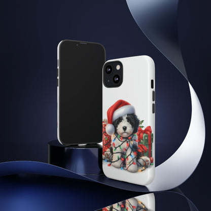 Black & White Doodle Christmas Puppy - Tough Cases for Apple iPhone, Samsung Galaxy, & Google Pixel