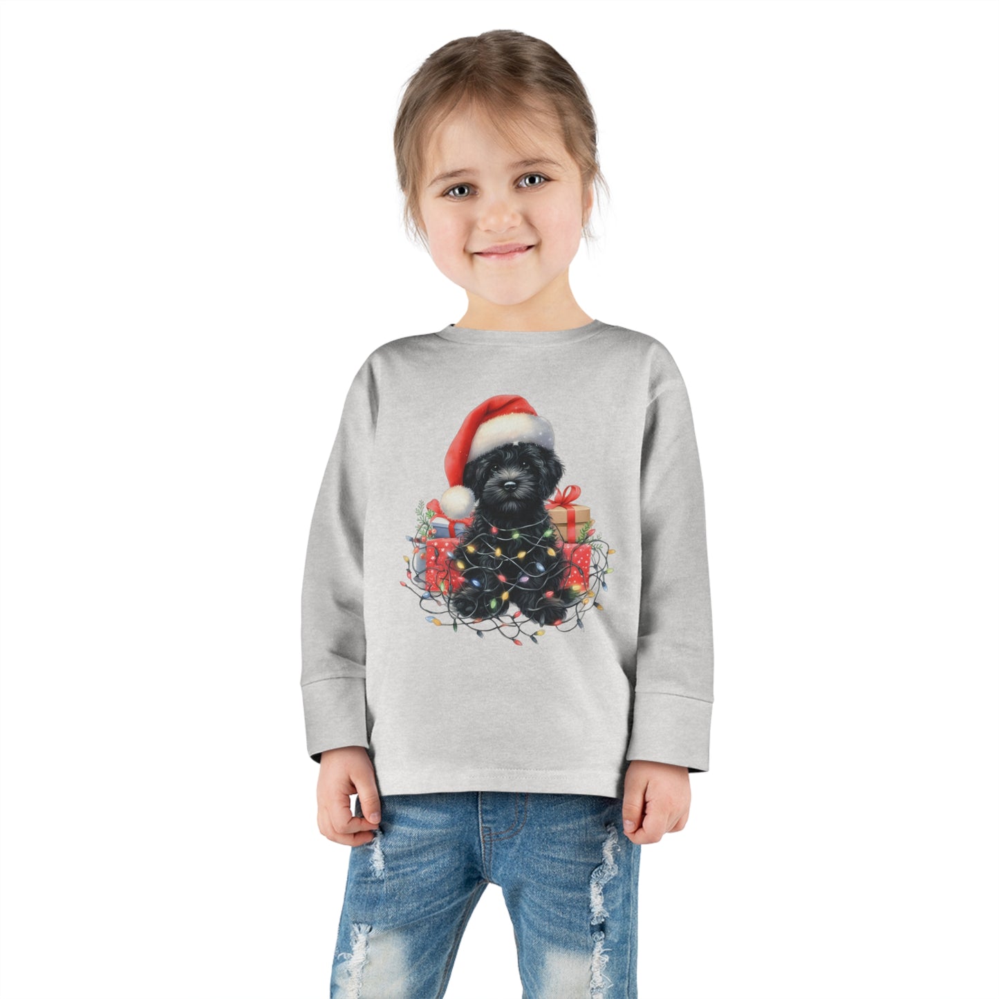 Christmas Black Doodle - Toddler Long Sleeve T Shirt