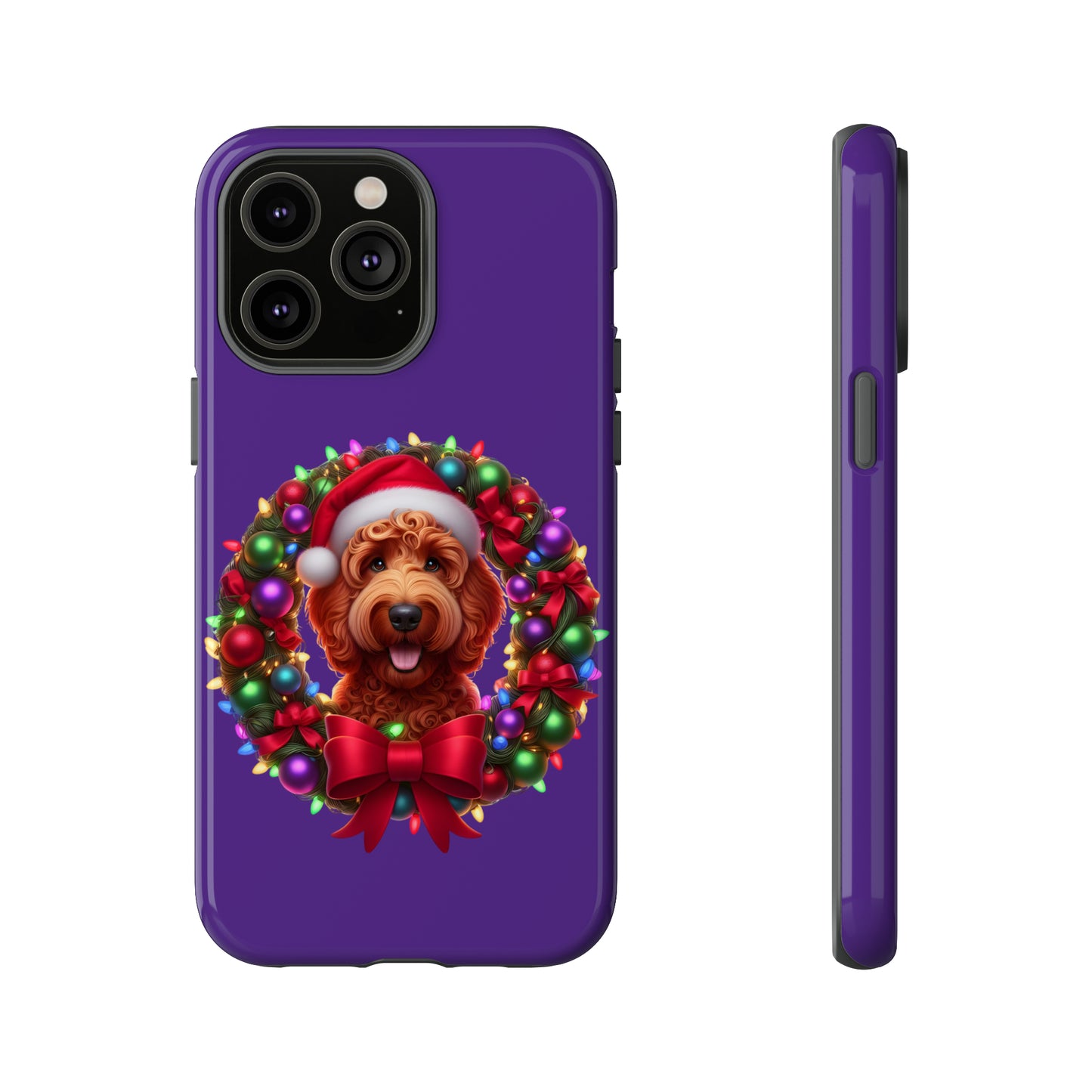 Red Doodle Christmas Wreath - Tough Cases iPhone, Samsung Galaxy & Google Pixel