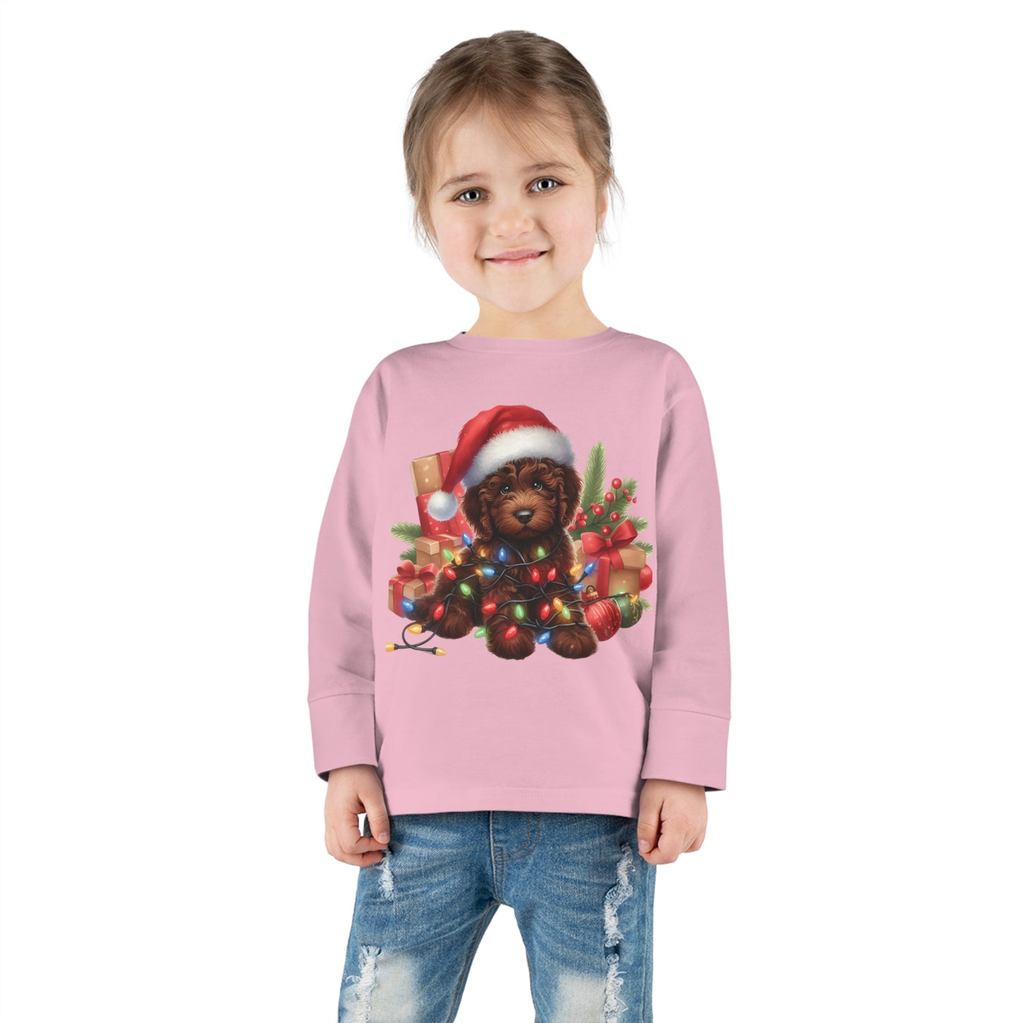 Chocolate Brown Doodle - Toddler Long Sleeve T Shirt