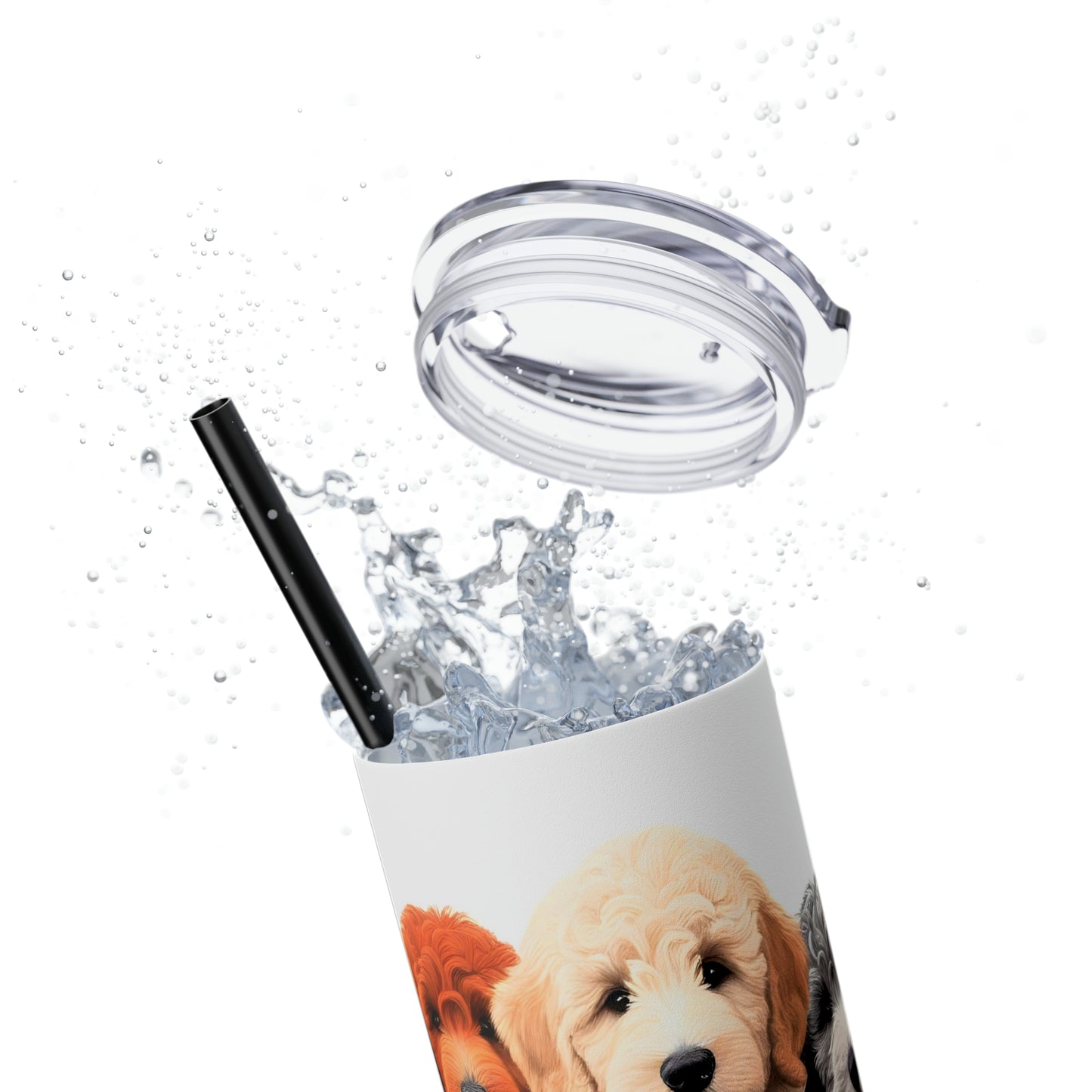 Doodle Dogs Skinny Tumbler with Straw, 20oz