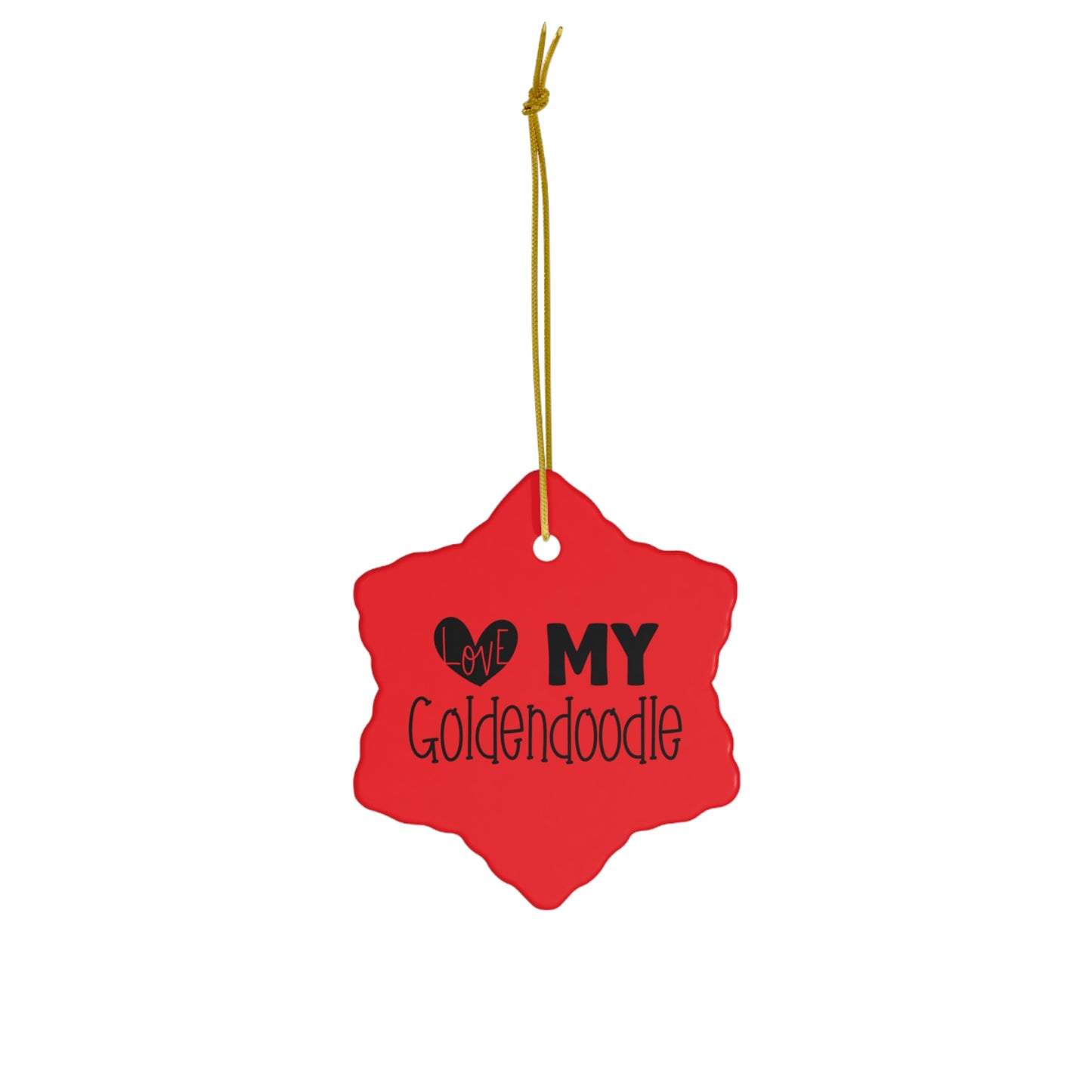 Love my Goldendoodle Ceramic Ornament, 4 Shapes