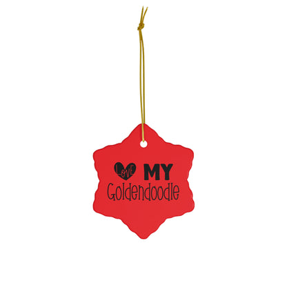 Love my Goldendoodle Ceramic Ornament, 4 Shapes