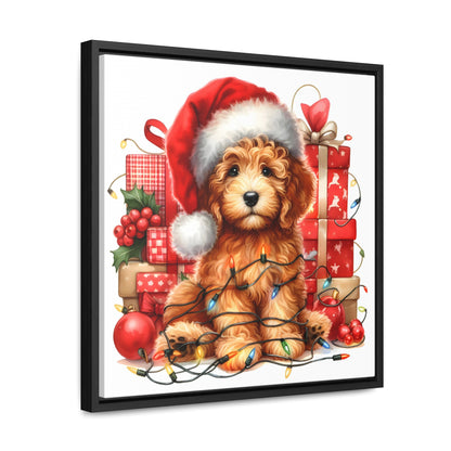 Christmas Lights Doodle - Wooden Gallery Canvas - Square Frame - Nice!