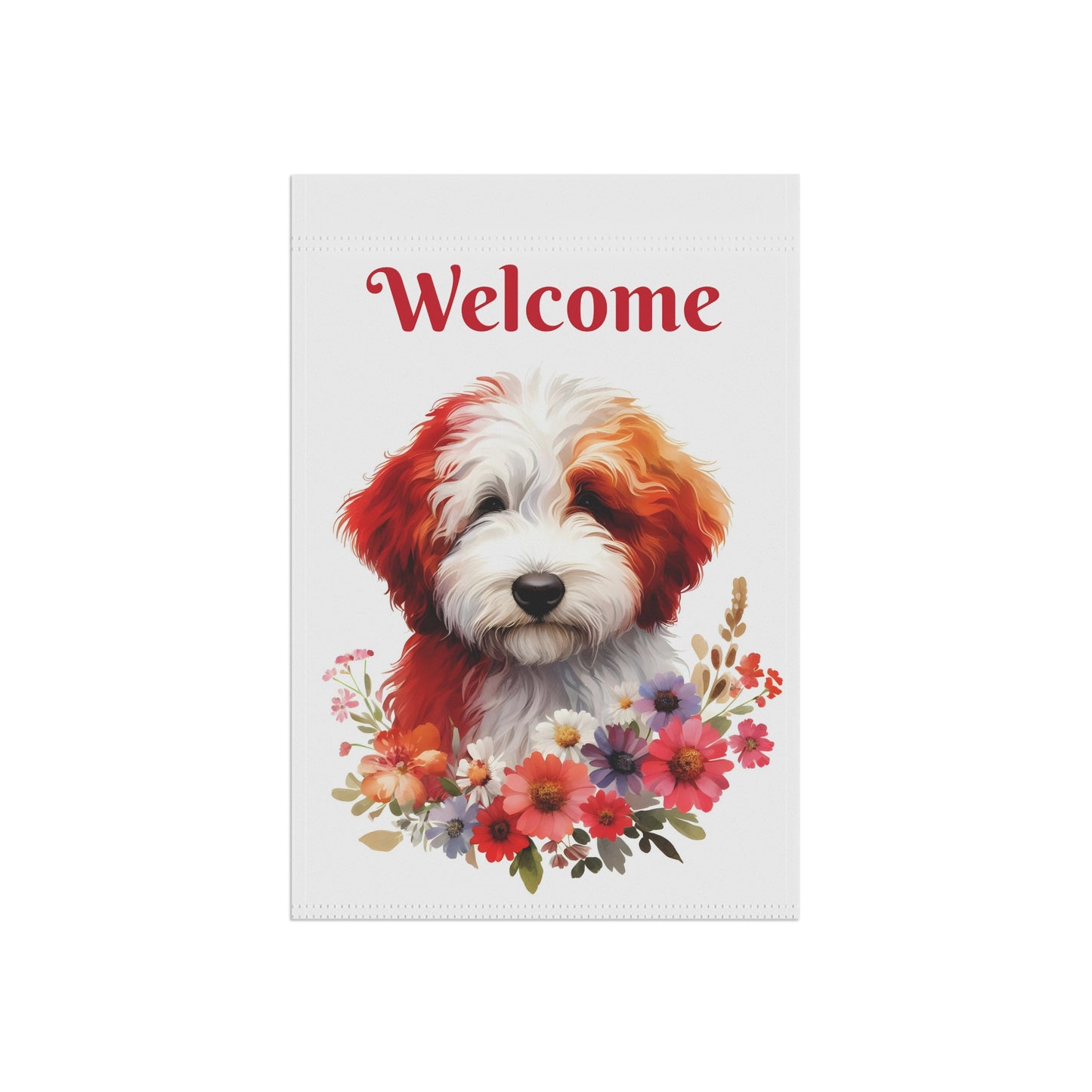 Red & White Doodle Garden & House Banner