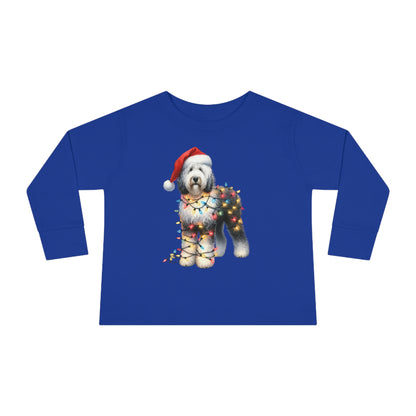 Sheepadoodle Christmas Toddler Long Sleeve T Shirt