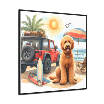 Jeep Beach Doodle Gallery Canvas Wraps, Square Frame