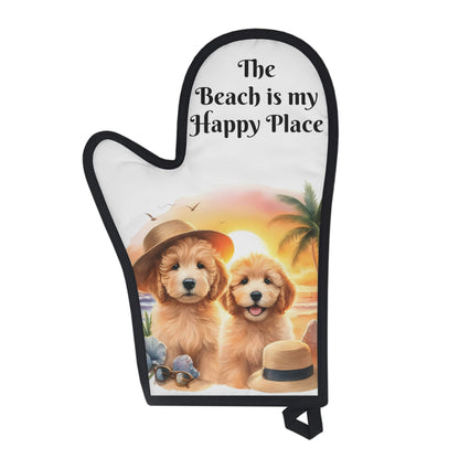 Doodle Puppies on the Beach is my Happy Place Oven Glove