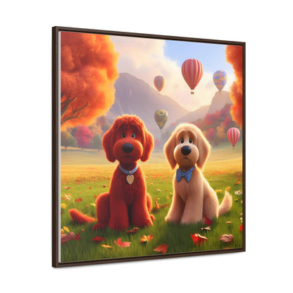 Doodles w/Hot Air Balloons Cartoon Inspired - Wooden Gallery Canvas Picture - Square Frame - Nice!