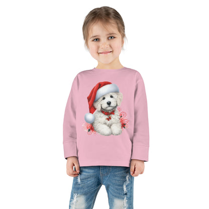 Christmas White Doodle - Toddler Long Sleeve T Shirt