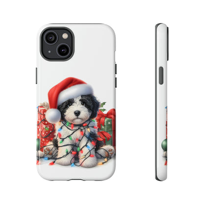 Black & White Doodle Christmas Puppy - Tough Cases for Apple iPhone, Samsung Galaxy, & Google Pixel