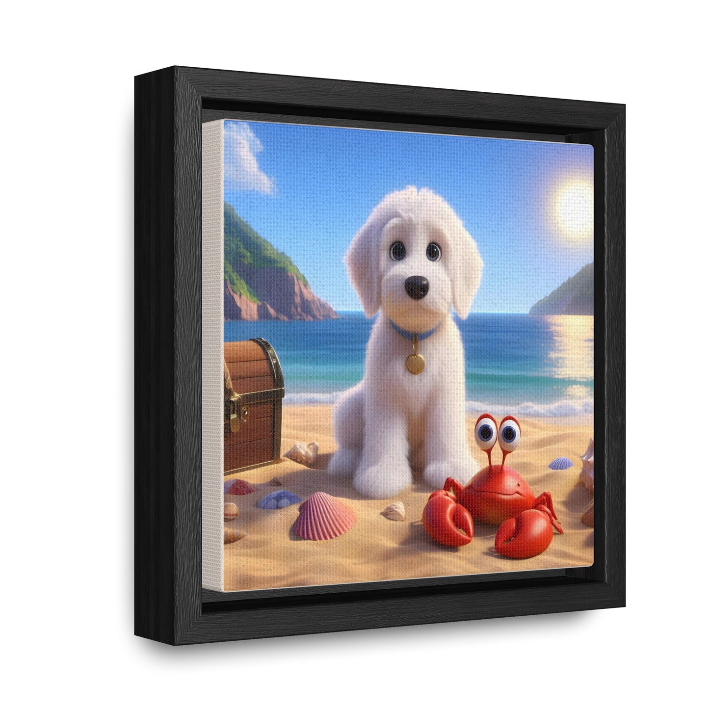 White Doodle Cartoon Inspired - Wooden Gallery Canvas Picture - Square Frame - Nice!