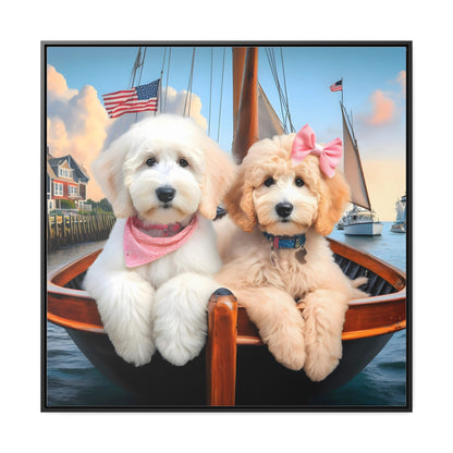 Doodles on Sailboat - Wooden Gallery Canvas Pictures - Square Frame - Nice!