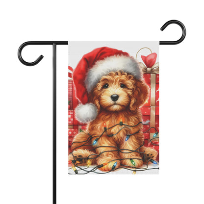 Christmas Doodle Puppy - Garden & House Banner