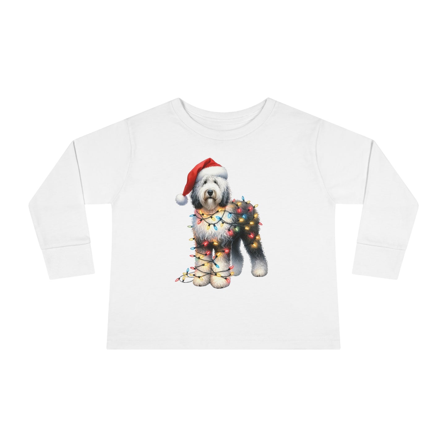 Sheepadoodle Christmas Toddler Long Sleeve T Shirt