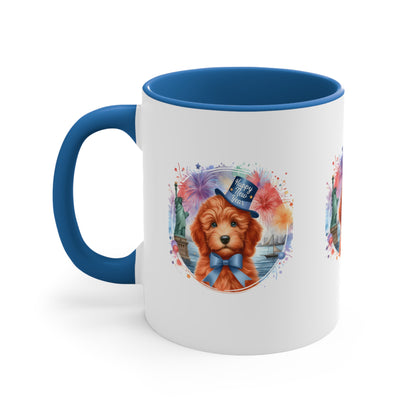 Apricot Doodle Happy New Year - Accent Coffee Mug, 11oz