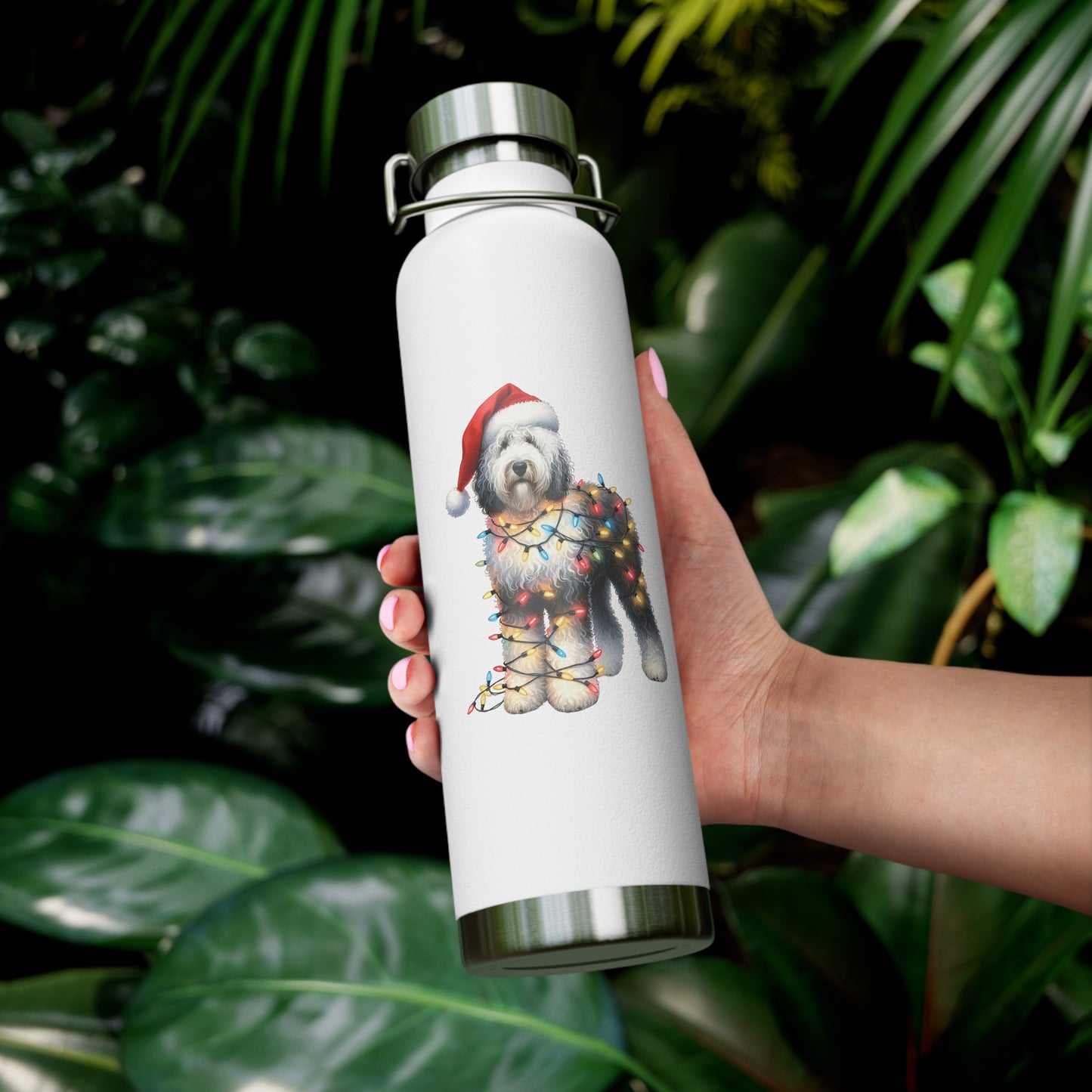 Sheepadoodle Christmas Copper Vacuum Insulated Bottle, 22oz