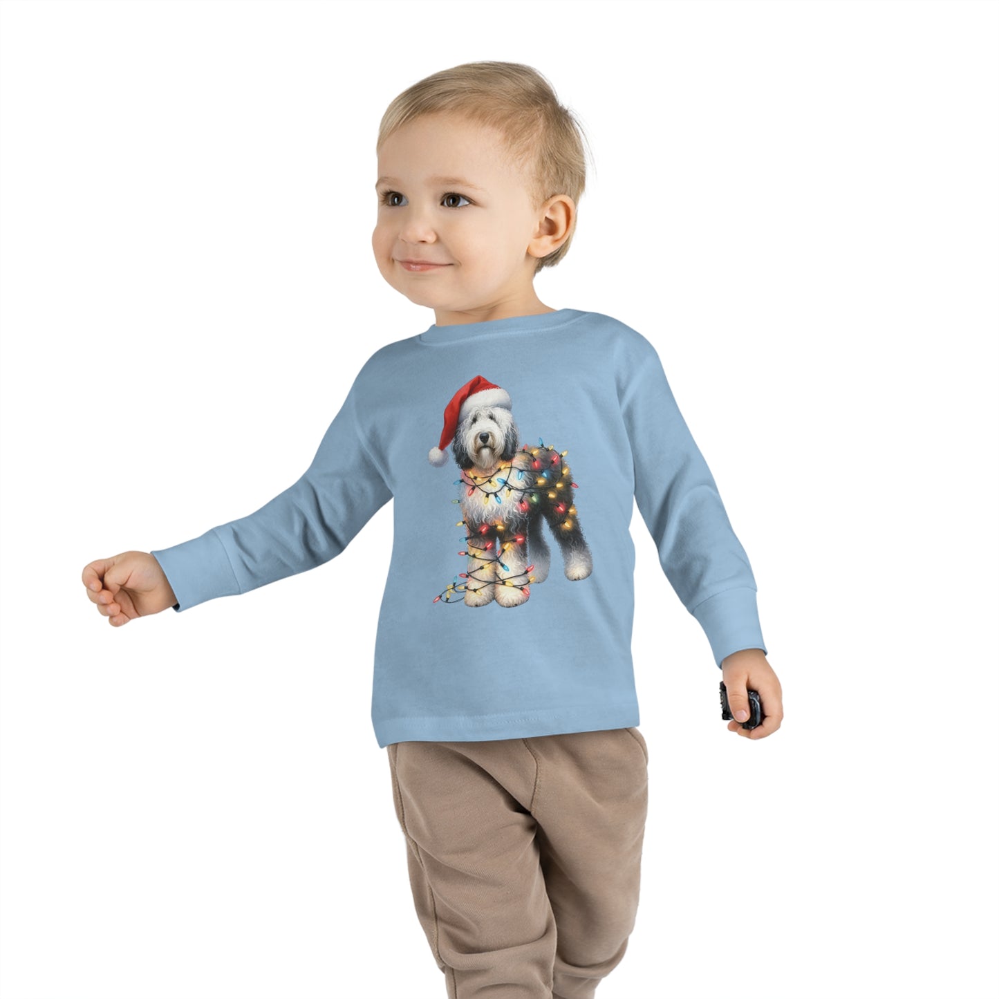 Sheepadoodle Christmas Toddler Long Sleeve T Shirt