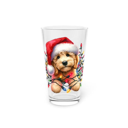 Christmas Puppy w/Lights Pint Glass, 16oz