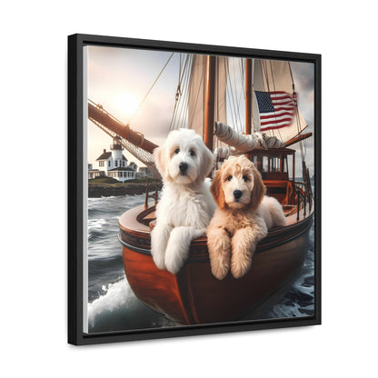 Doodles on Vintage Sailboat - Wooden Gallery Canvas Picture - Square Frame - Nice!