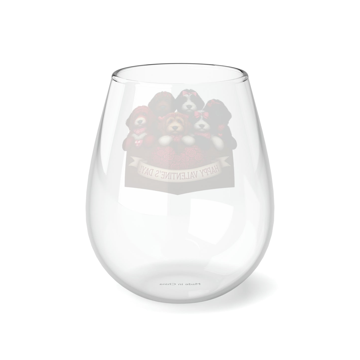 Happy Valentine's Day - Stemless Wine Glass, 11.75oz