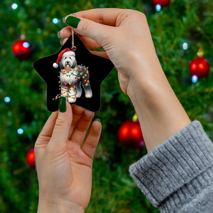 Sheepadoodle Christmas Ceramic Ornament, 3 Shapes