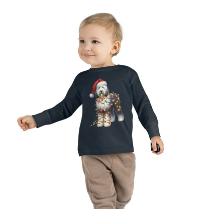 Sheepadoodle Christmas Toddler Long Sleeve T Shirt