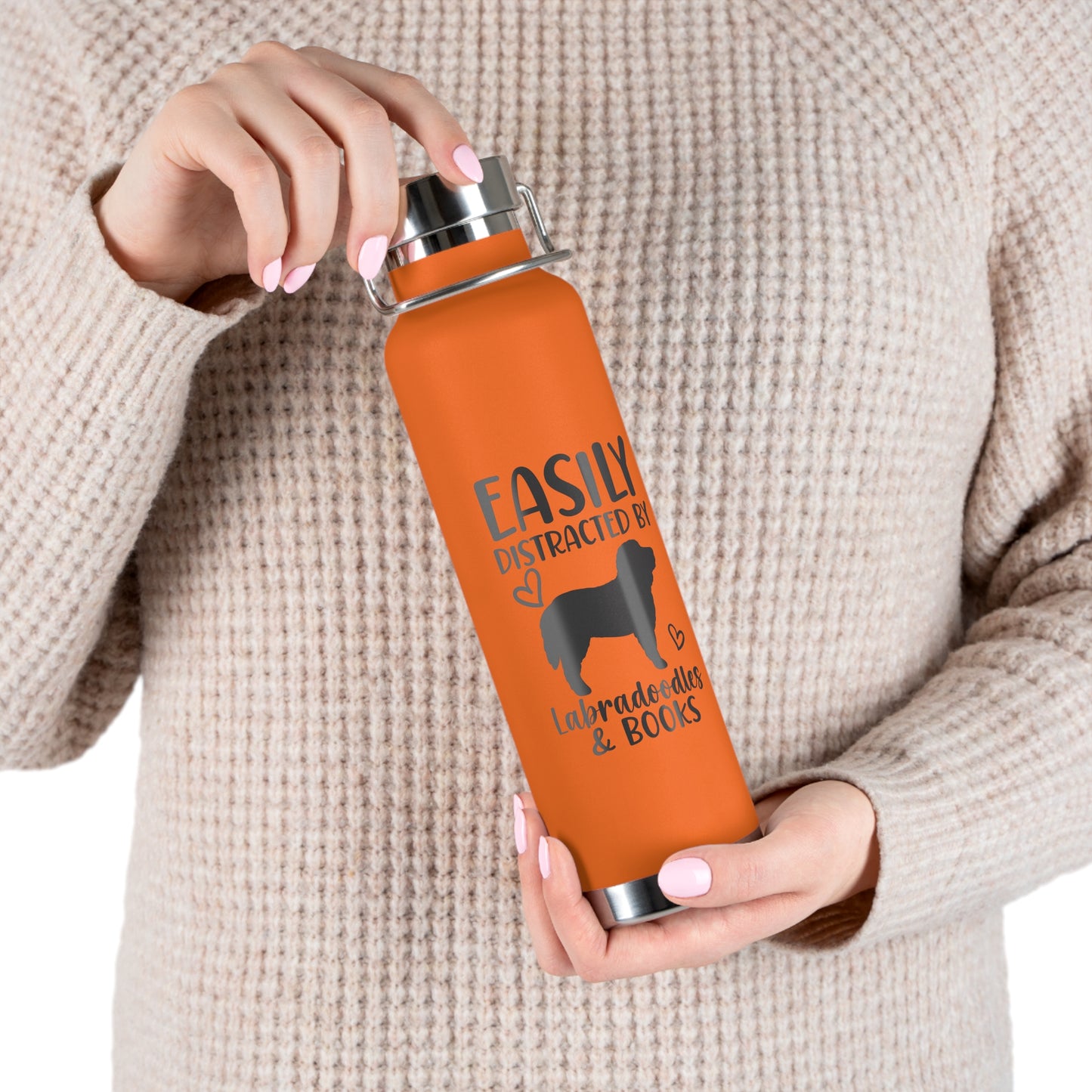 Easily Distracted by Labradoodles & Books Copper Vacuum Insulated Bottle, 22oz