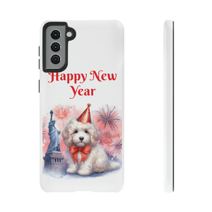 White Doodle Happy New Year - Tough Cases - Apple iPhone, Samsung Galaxy, and Google Pixel