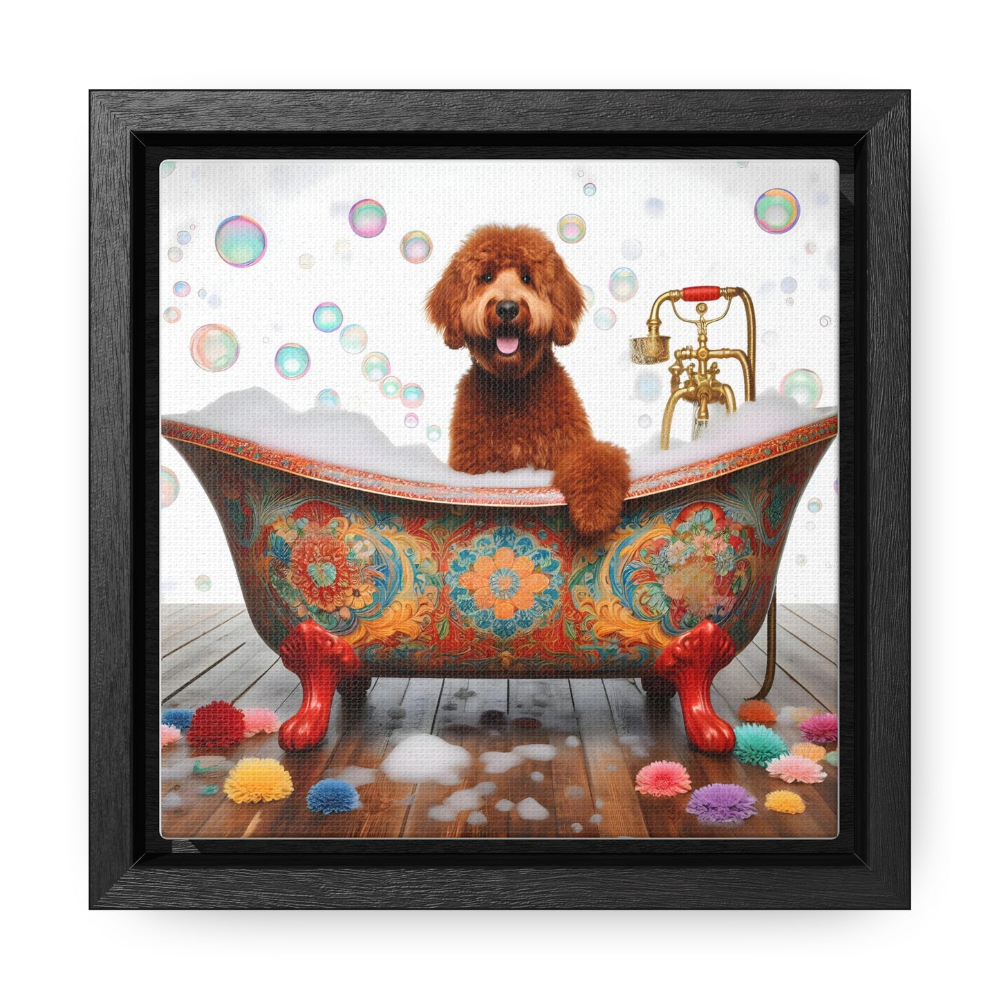 Doodle Antique Tub Gallery Canvas Picture - Wooden Square Frame - Nice!