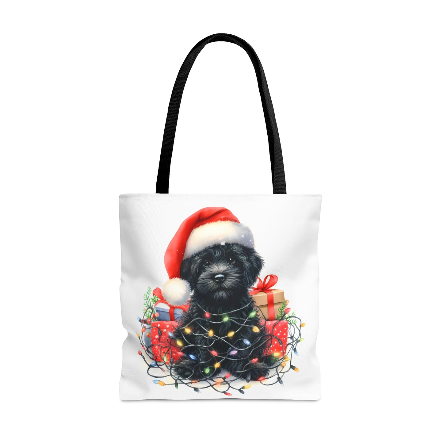 Black Doodle Christmas Puppy - Tote Bag