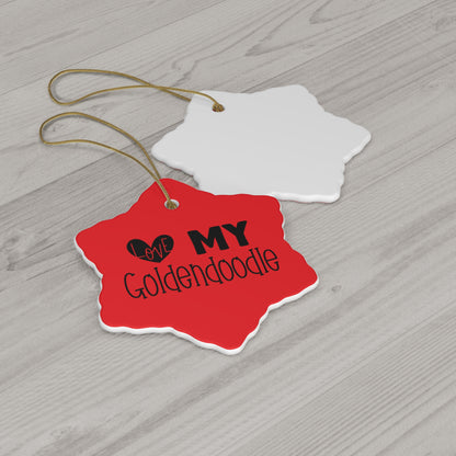 Love my Goldendoodle Ceramic Ornament, 4 Shapes