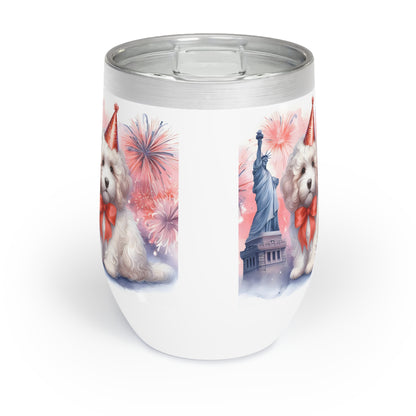 White Doodle New Year - Chill Wine Tumbler