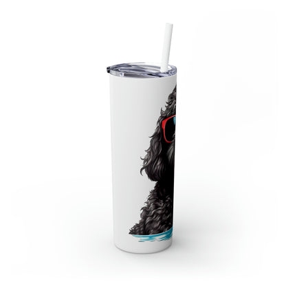 Black Doodle Skinny Tumbler with Straw, 20oz