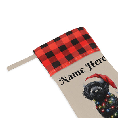 Black Doodle w/Lights Personalized Christmas Stocking