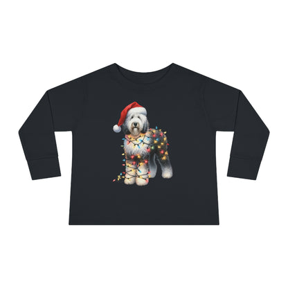 Sheepadoodle Christmas Toddler Long Sleeve T Shirt