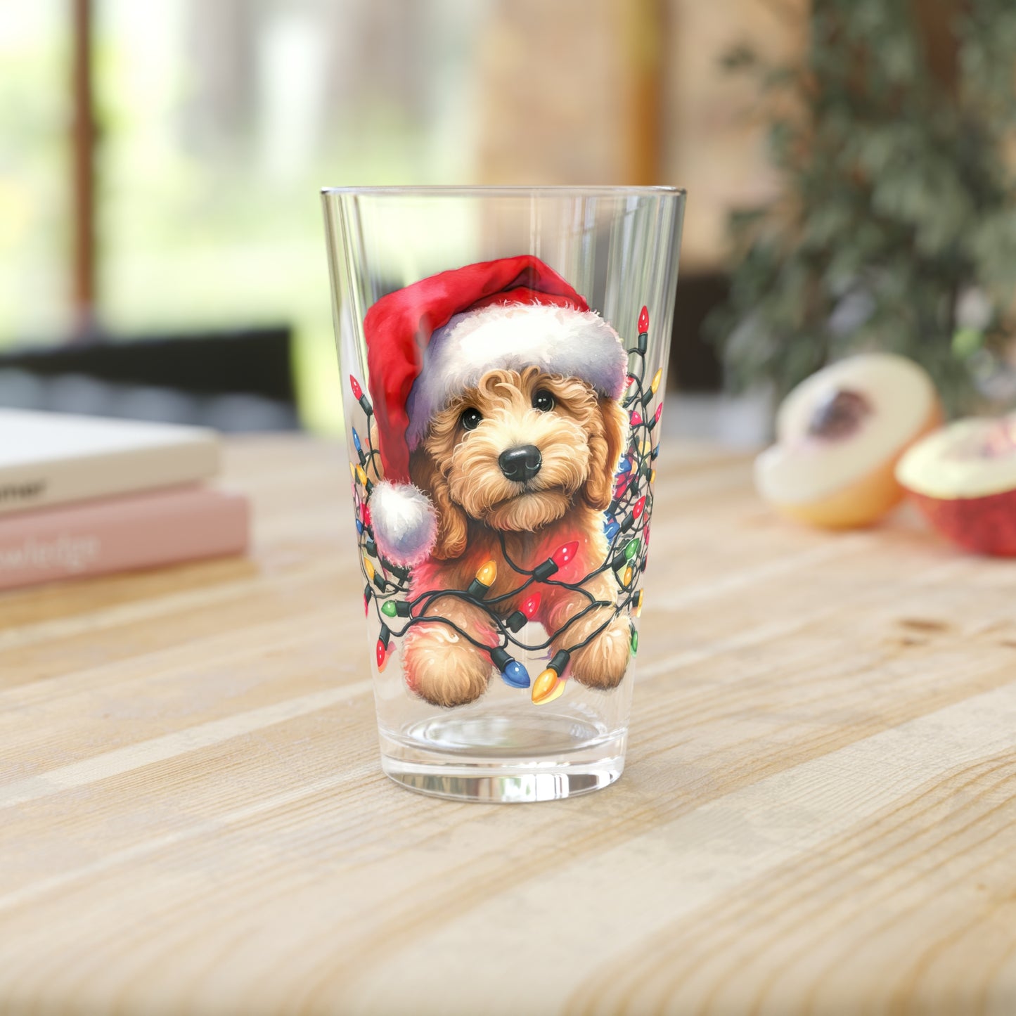 Christmas Puppy w/Lights Pint Glass, 16oz